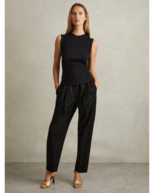 Reiss Blue Drawstring Waist Tapered Trousers