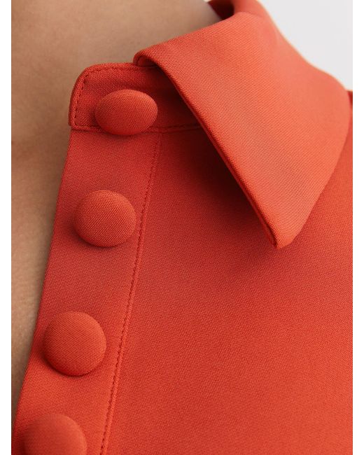 Reiss Red Half-Button Flippy Mini Dress
