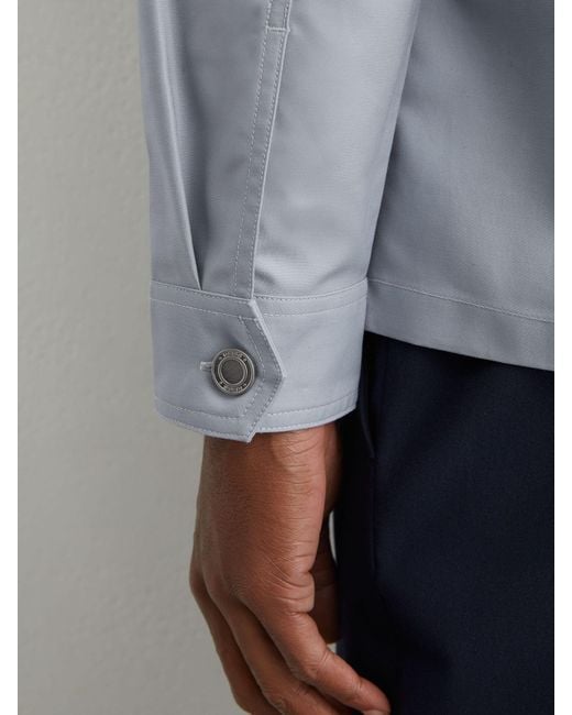 Reiss Blue Cotton-Twill Four-Pocket Overshirt for men