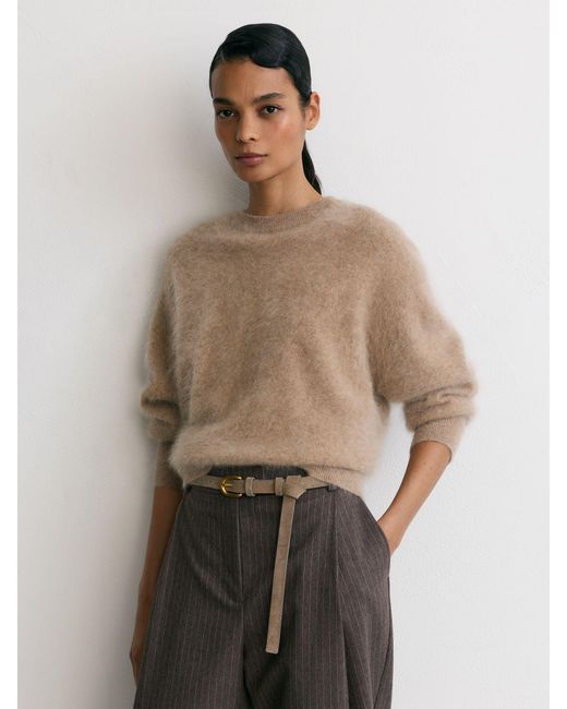 Reiss Brown Cashmere Crew-Neck Jumper