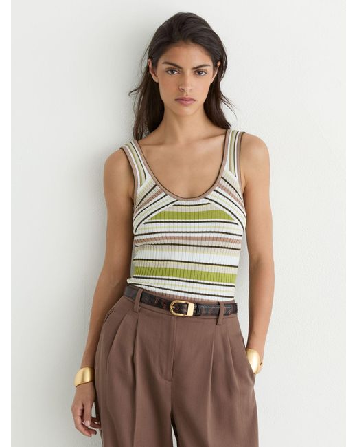 Reiss Natural Striped Rib-Knit Vest