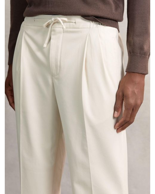 Reiss Multicolor Wide Leg Pleated Drawstring Trousers for men
