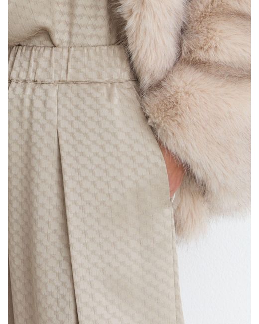 Reiss Natural Dia - Champagne Neutral Jacquard Pleated Tapered Trousers, Us 12 R