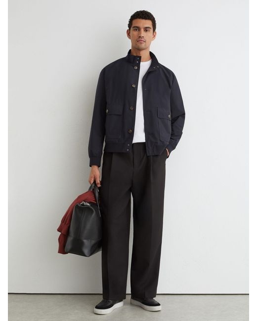 Reiss Blue Technical Button-Through Bomber Jacket for men