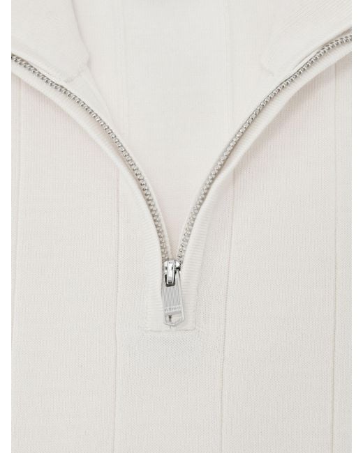 Reiss Findlay - Snow White Wool Wide-rib Half-zip Jumper, M for men