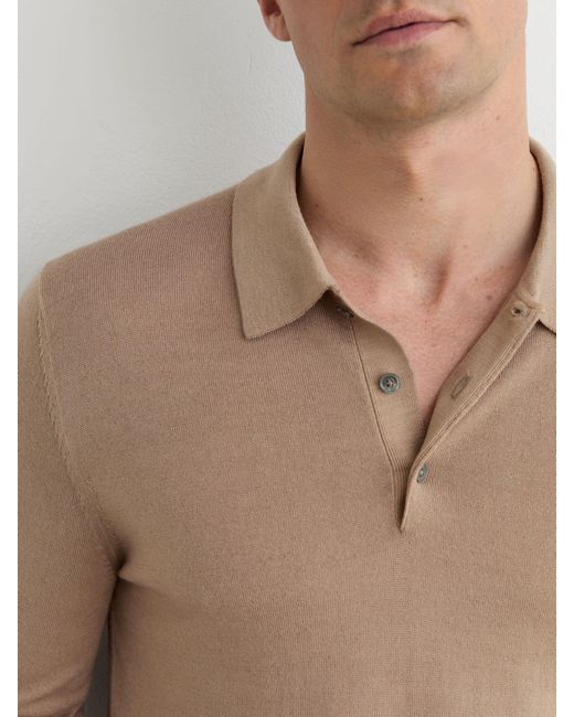 Reiss Natural Pigment-Dyed Merino Wool Long-Sleeve Polo for men