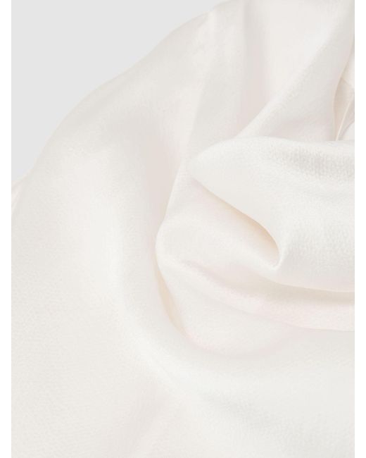 Reiss White Hammered-Silk Cowl-Neck Top