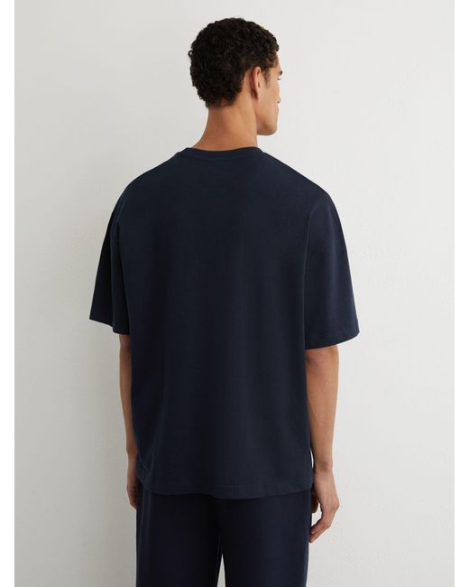 Reiss Blue Rainer - Navy Monogram Embroidered Relaxed-fit T-shirt, M for men