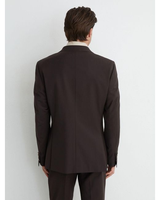 Reiss Gray Wool-Blend Double-Breasted Suit Blazer Tailored-Fit for men