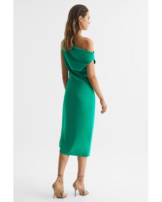 Reiss Zaria - Green Off-shoulder Bodycon Midi Dress, Us 12