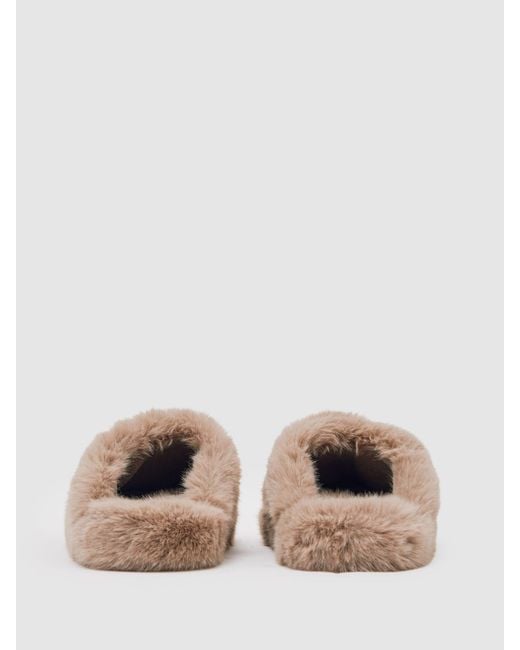 Reiss Gray Faux Fur Slippers