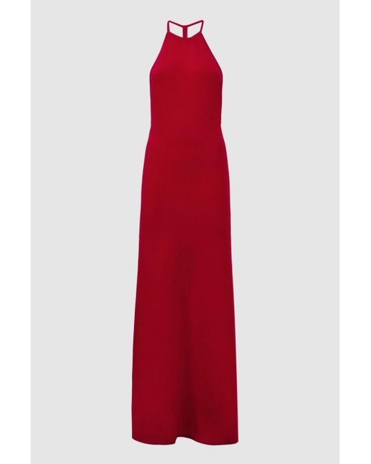 ATELIER Red Halter Neck Maxi Dress