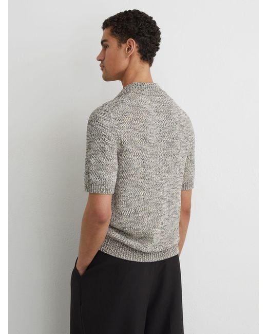 Reiss Gray Marled Cuban-Collar Knitted Shirt for men