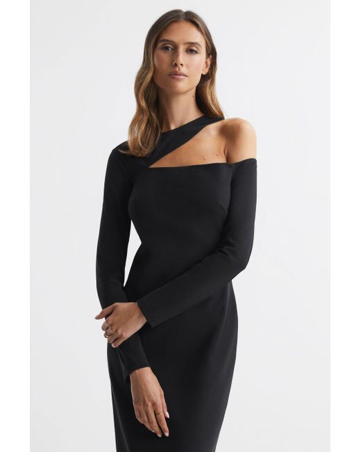 Reiss Tiffany - Black Bodycon Off-the-shoulder Midi Dress