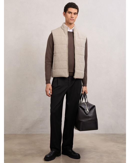 Reiss Natural Rib-Knit Zip-Through Gilet for men