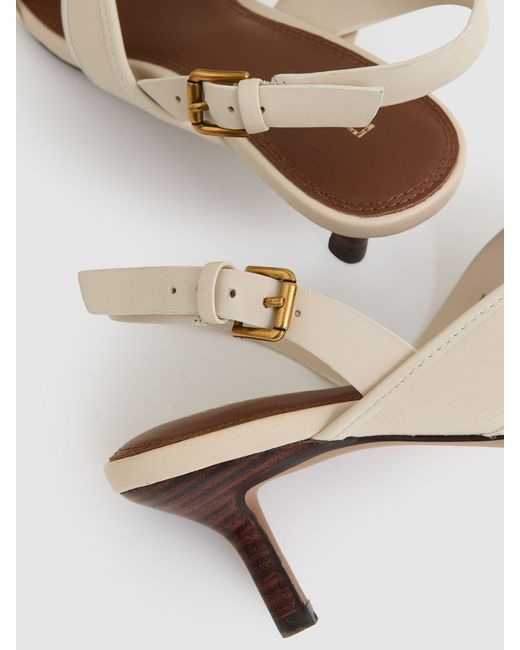 Reiss Natural Leather Link-Strap Low-Heel Sandals