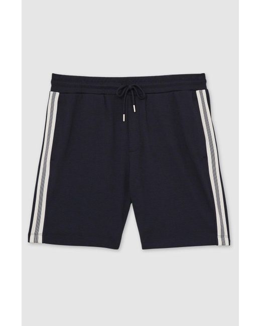 Reiss Natural Textured Tape Drawstring Shorts for men