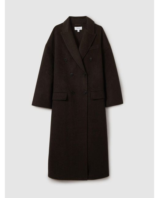 Reiss Black Wool Twill Coat