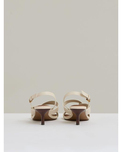 Reiss Natural Leather Link-Strap Low-Heel Sandals