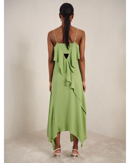Reiss Green Ruffled Midi Dress