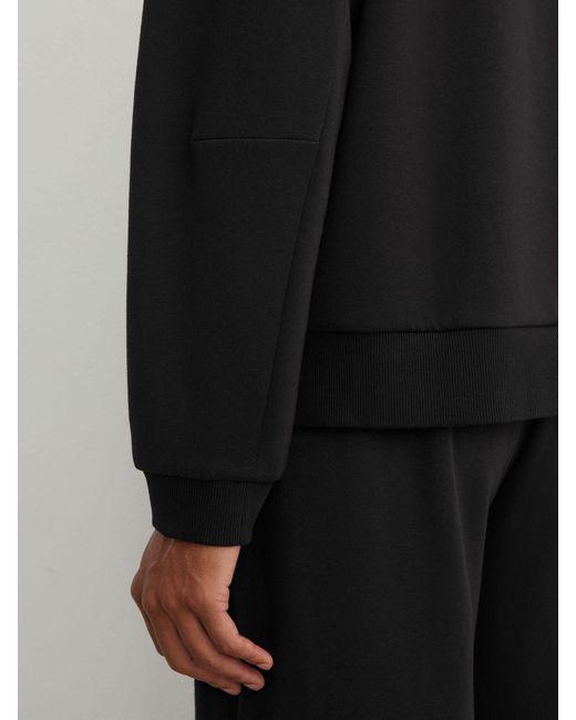 Reiss Black Sueded Interlock Jersey Relaxed-Fit Hoodie for men