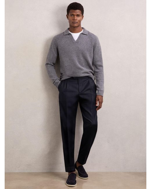 Reiss Natural Stretch-Cotton Tapered Trousers for men