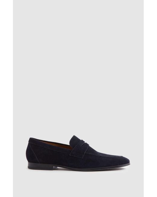 Reiss White Suede - Navy Bray Slip On Loafers for men