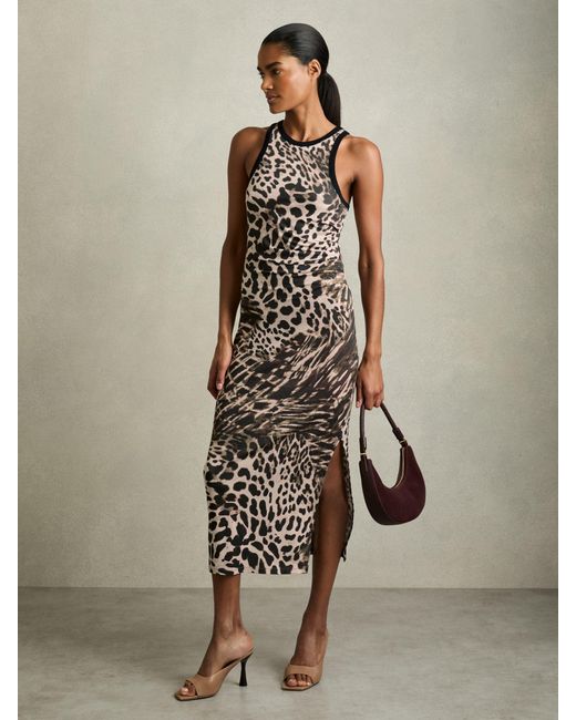 Reiss Natural Printed Jersey Bodycon Dress