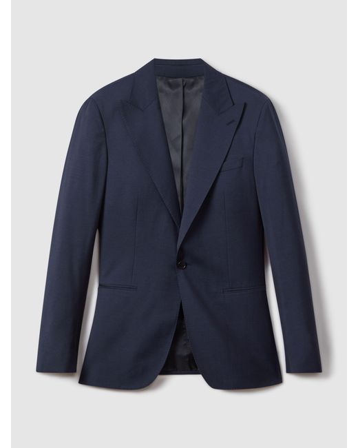 Reiss Blue Wool Single Breasted Regular Fit Blazer for men