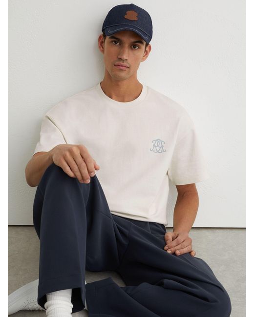 Reiss White Monogram Butter Relaxed-Fit T-Shirt for men
