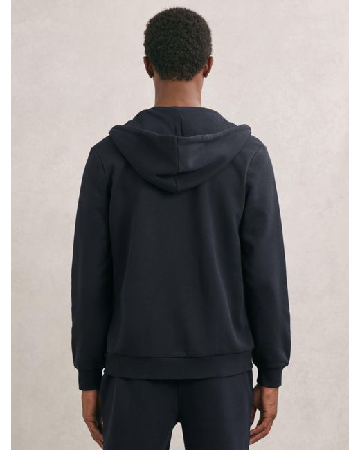 Reiss Blue Cotton-Blend Zip-Through Hoodie for men