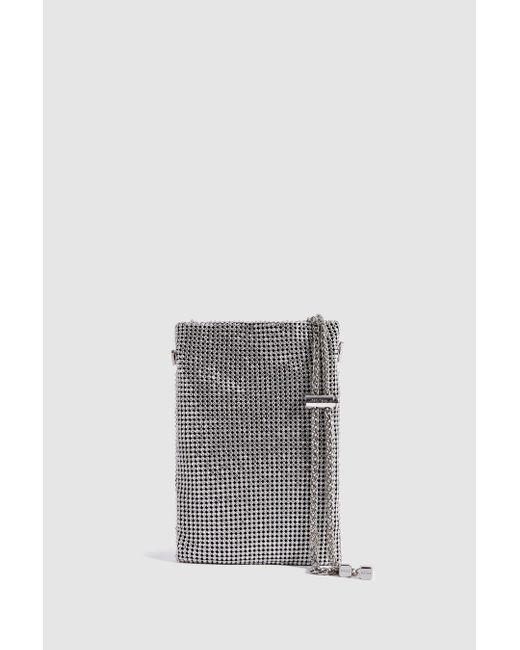 Reiss Gray Zuri - Silver Embellished Adjustable Strap Phone Pouch, One