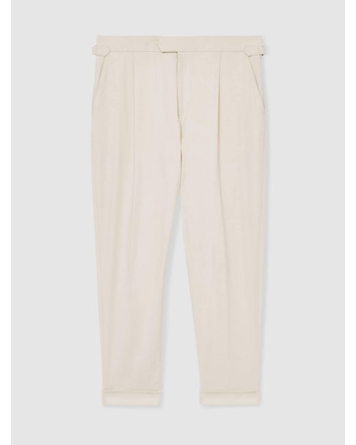 Reiss Natural Cantwell - Stone Stretch-cotton Tapered Trousers, 34 for men