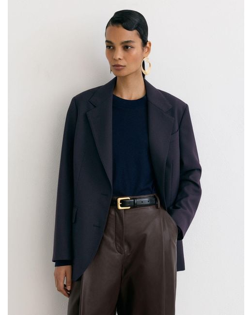 Reiss Blue Stretch-Twill Relaxed Single-Breasted Blazer