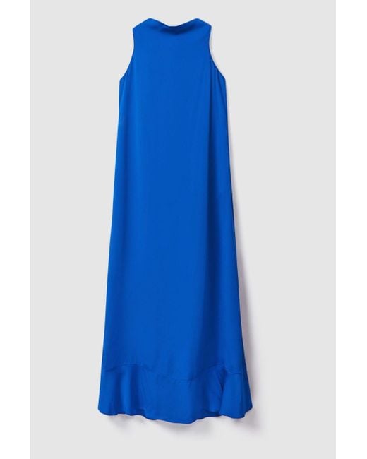 Reiss Dina - Cobalt Blue Tie Neck Column Maxi Dress