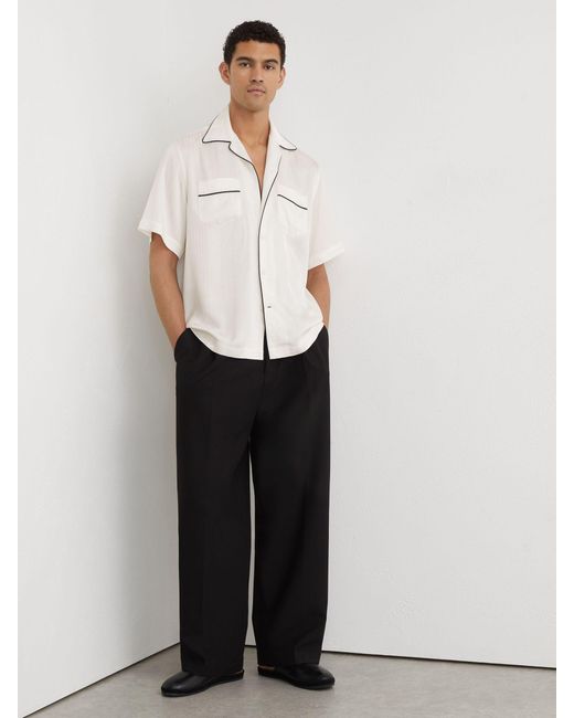 Reiss Natural Jacquard-Stripe Piped Shirt for men