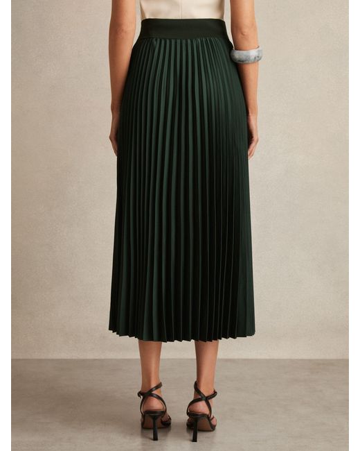 Reiss Black Pleated Midi Skirt