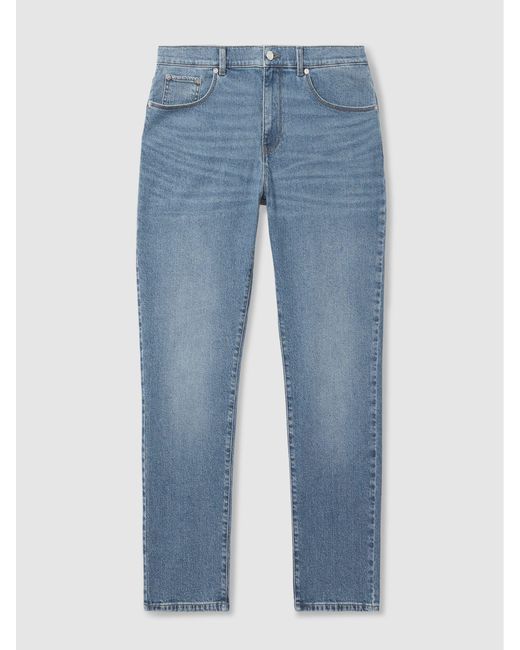 Reiss Blue Mid Wash Straight-Leg Jeans for men