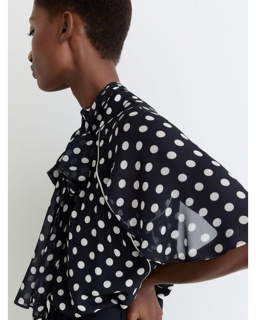 Reiss Multicolor Polka-Dot Tie-Neck Blouse