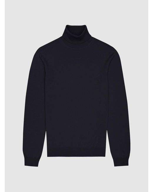 Reiss Blue Caine - Navy Merino Wool Rollneck, Uk X-small for men