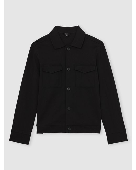 Reiss Finley - Black Twill Twin-pocket Overshirt, L for men
