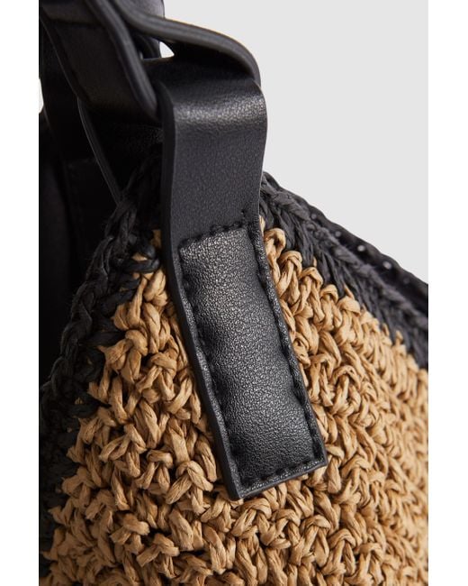 Reiss Brown Farrah - Natural Woven Diagonal Seam Tote Bag,