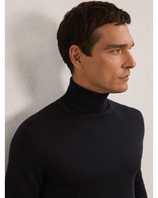 Reiss Blue Caine - Navy Merino Wool Rollneck, Uk X-small for men