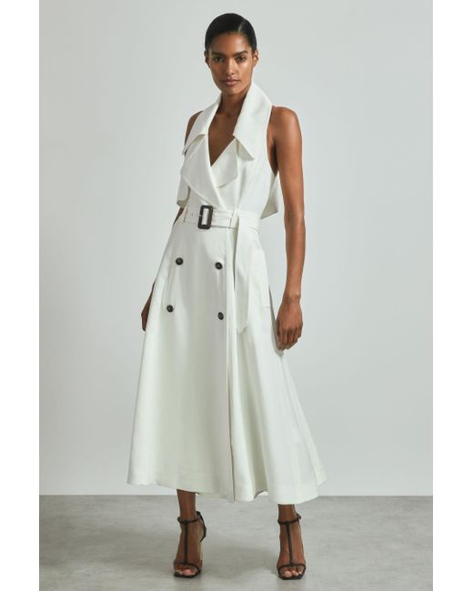 ATELIER White Italian Textured Wrap Dress With Silk