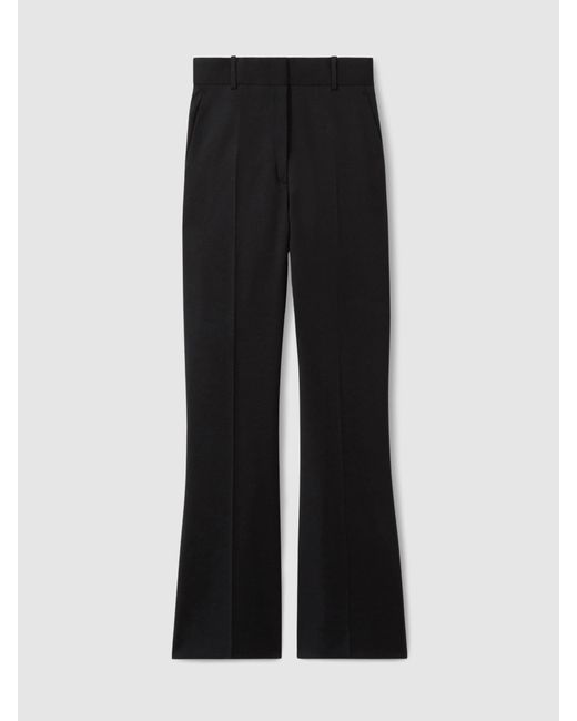 Reiss Black Wool-Blend Wide-Leg Suit Trousers