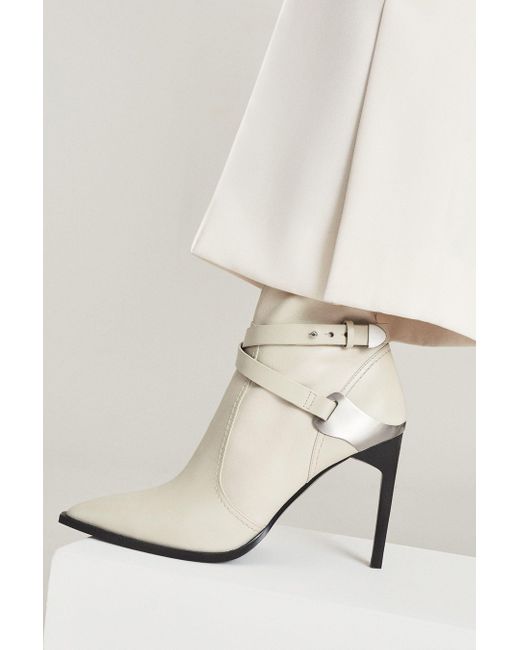 Reiss Natural Hayworthhigh - Off White Leather Point-toe Boots