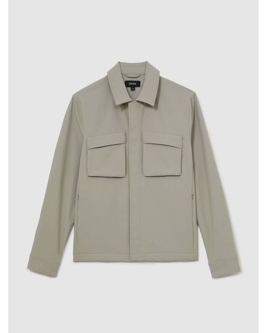 Reiss Gray Technical Twin-Pocket Overshirt for men