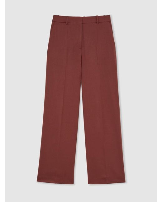 Reiss Brown Wool-Blend Wide-Leg Suit Trousers
