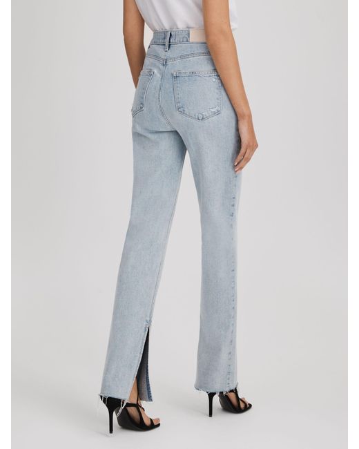 PAIGE Blue Straight Leg Split Hem Jeans