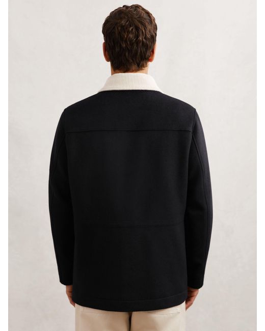 Reiss Black Wool-Blend Cord-Collar Worker Jacket for men